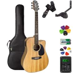 Violão giannini folk aço gf1d natural zebra  zw  + kit2pl