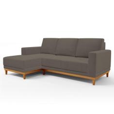 Sofá Living 200cm 3 Lugares Com Chaise Esquerdo Kayrós D05 Bouclê Bege