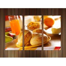 Quadro Decorativo Pães Tortas Padarias Cafeterias Gourmet Com 3 peças 