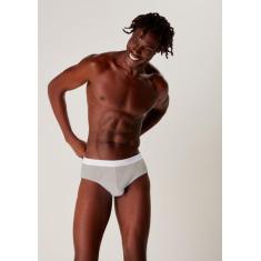 Cueca Slip Em Algodão Com Elástico Personalizado - Hering, GG, Cinza c