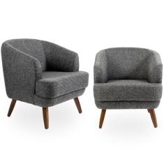 Kit 2 Poltronas Decorativas Gana Rústico Chumbo