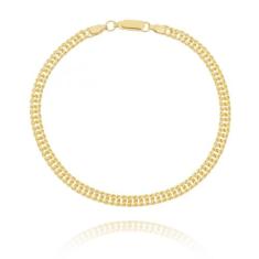 Pulseira Masculina Groumet Elo Duplo Folheado Em Ouro 18K - Sambella J