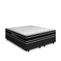 Cama Box Queen + Colchão De Espuma D33 - Castor - Black White Double Face 158x198x62cm