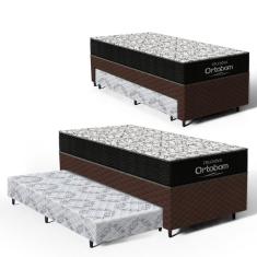 Cama Box com Colchao de Espuma D45 Ortobom Airtech 150 + Auxiliar de Espuma Unique Solteiro 88cm