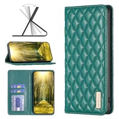Capas de telefone com slots de cartão de luxo compatíveis com Xiaomi Redmi A1 Plus capa de couro com suporte magnético clipe de carteira de negócios anti-queda à prova de choque (verde, Redmi A1 Plus)