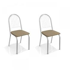 Conjunto 2 Cadeiras Metal Noruega Kappesberg Cromado/capuccino