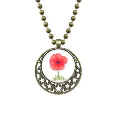 DIYthinker Colar de flor vermelha com pingente de papoula de milho com estrela e corrente de lua