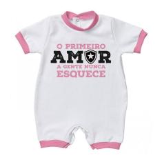 Macacão Bebê Botafogo Primeiro Amor Rosa - Torcida Baby