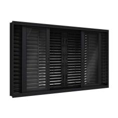 Janela de Aço Veneziana Flex com Grade Quadrada 6 Folhas 100X150cm Facilitá Lucasa Preto