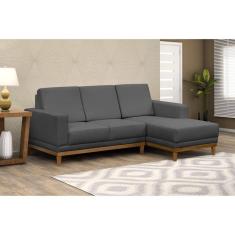 Sofá 3 Lugares com Chaise Cronus D Monegatto Cinza