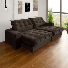 Sofá Califórnia Retrátil E Reclinável 3 Lugares 2,10m Com Molas Ensacadas E Pillow Marrom Marrom