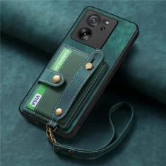 Capa de couro para cartões de pulseira, bolsa de bolso com alça para xiaomi note 13 pro 12 plus 12t 13t 11 lite x5 x4 pro x3, verde, para rm note 12turbo