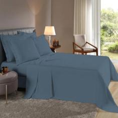 Lençol Queen 40cm 3 Pçs Fronhas Com Abas Percal Flex 400 fios - Dryka 
