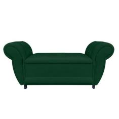 Divã Recamier Com Baú Grécia 1,55 cm Suede Verde - Neros Interiores