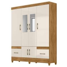 Guarda Roupa Casal MS912 6 Portas Freijó Off White com Espelho - Moval