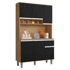 Armário para Cozinha Kit Márcia Amendoa Preto - ajl