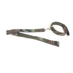 Coleira e guia com argola 40 mm camuflado tamanho nº.6
