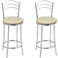 Kit 2 Banquetas Cromadas Bc26-c A110 Cromado/bege