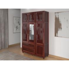 Guarda-roupa Solteiro Com Espelho 7 Portas 2 Gavetas Fortaleza Mel