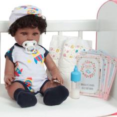 Boneco Reborn Negro Realista 100% Silicone Com 11 Acessórios - Cegonha