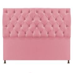 Cabeceira Sofia 195 cm King Size Suede Rosa Bebê - Doce Sonho Móveis