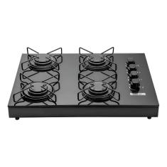Fogão Cooktop 4 Bocas Portátil de Mesa Stelar Euro Preto a Gás GLP Vidro Temperado – Alta Potência e Design Moderno