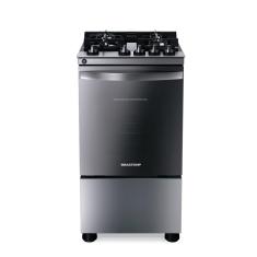 Fogão Brastemp 4 Bocas com Mesa de Vidro e Dupla Chama Inox BFO4VBR 127V