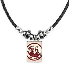 DIYthinker Colar de dragão chinês com pingente de corda de couro com pingente de retrato