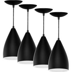 Kit 4 Pendentes Vegas (Preto Textura / Branco)