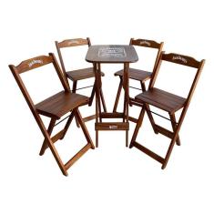 Conjunto Mesa Bistrô Com 4 Banquetas Dobráveis De Madeira Personalizada Jack - Imbuia - Cor: Marrom