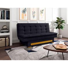 Sofa Cama Suede 2 Lugares com Baú Berilo Espresso Móveis Preto