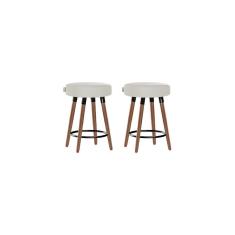 Kit 2 Bancos Moderno Pé Palito Roma Slim Bege Claro 50cm