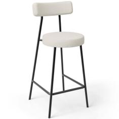 Banqueta Baixa Para Cozinha Sala De Jantar Bar Bancada Milão L02 Linho Champagne - Lyam Decor