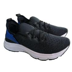 Tênis Masculino Original Confortável Preto + Azul Academia Caminhada Esporte Leve-Masculino