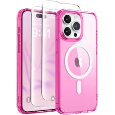 GONEZ Capa magnética para iPhone 13 Pro Max, compatível com MagSafe,[2 protetores de tela e 2 capas de câmera] [anti-impressões digitais] Capa protetora de telefone fina translúcida fosca à prova de