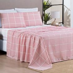 Jogo de Lençol Casal Square 4 peças Rosa