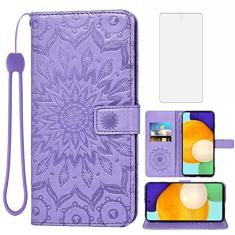 Capa de telefone para Samsung Galaxy A52 5G/4G Capa carteira com protetor de tela de vidro temperado e capa flip fina de couro com suporte para cartão acessórios para celular Glaxay A 52 G5 Gaxaly 52A