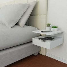 Mesa de Cabeceira Com Gaveta e Prateleira Branco
