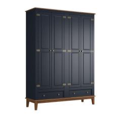 Guarda-Roupa Rústico 4 Portas e 2 Gavetas - Madeira Maciça e MDF - Apa