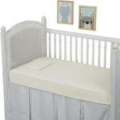 Lençol de Berço 2 Peças Percal 200 Fios com Elástico e Fronhas 100% Al