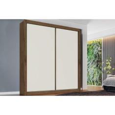 Guarda Roupa Casal 2 Portas de Correr e 4 Gavetas Zurique Braúna/Off W