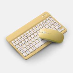 Teclado Sem Fio Bluetooth Recarregável Com Mouse - AMARELO
