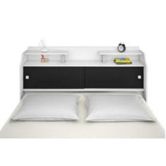 Cabeceira Box Casal Elisa Branco ou Branco/Preto - CasaH