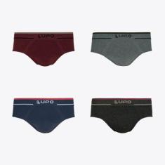 Kit 4 Cuecas Slip Lupo Fio Texturizado Sem Costura Sortidos 00624-003,