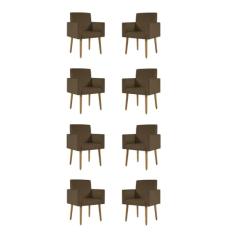 Kit 08 Cadeiras Poltronas Decorativa - Escritório - Recepção Cor:marrom