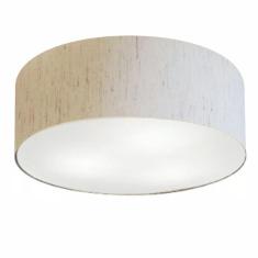 Plafon Cilíndrico Md-3019 Cúpula Em Tecido 80x15cm Linho Bege - Bivolt