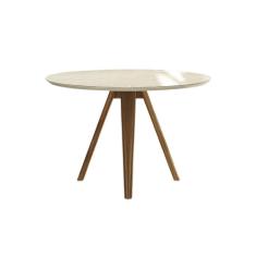 Mesa De Sala Jantar Duna Madeira Maciça C- Tampo Madeirado C- Vidro 105x105cm Carvalho-off White-vidro Off White - Kappesberg