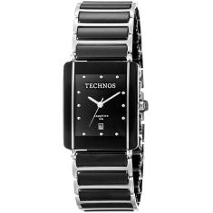 Relógio TECHNOS feminino preto cerâmica 1N12ACPAI/1P