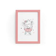 Quadro Elefante Bailarina e Estrelas Moldura Rosa 22x32cm