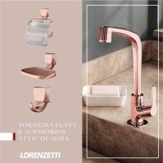 Kit Para Banheiro Rose Gold Torneira E Acessórios Lorenzetti